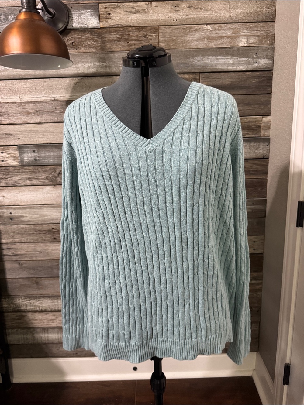 Croft & Barrow Light Blue Cable V-Neck Sweater